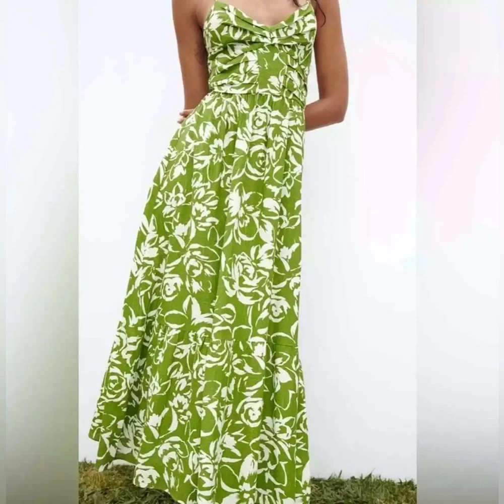 ZARA Floral Cutout Midi Dress - Picture 2 of 12